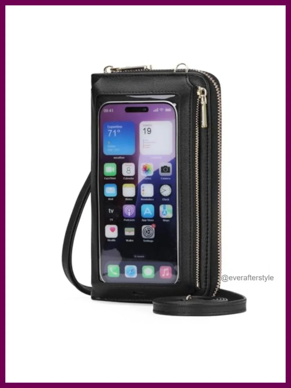 Crossbody Phone Purse RFID Blocking Touchscreen Window Faux Leather